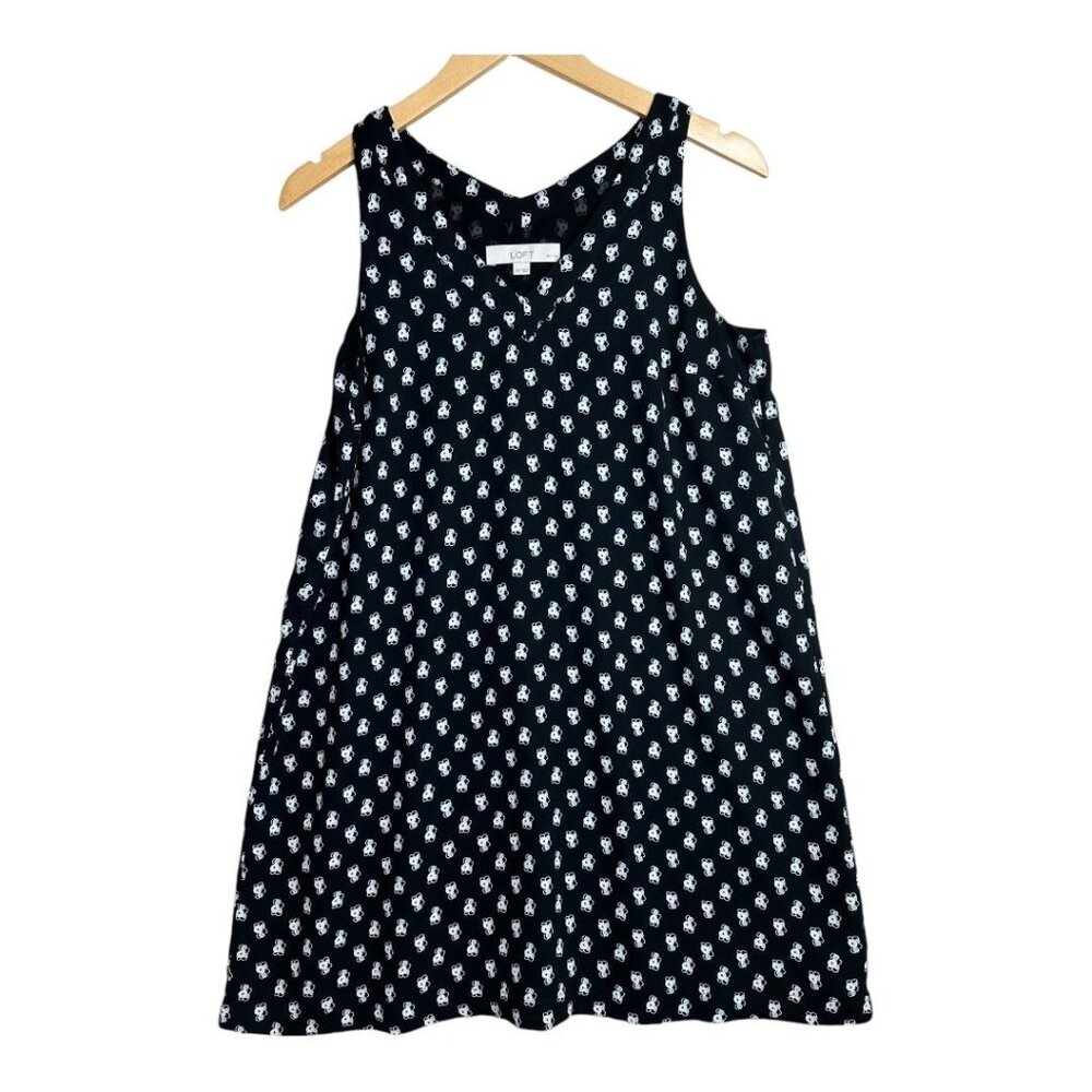 Loft Berry Sleeveless Swing Dress size Small Petite Blue/White
